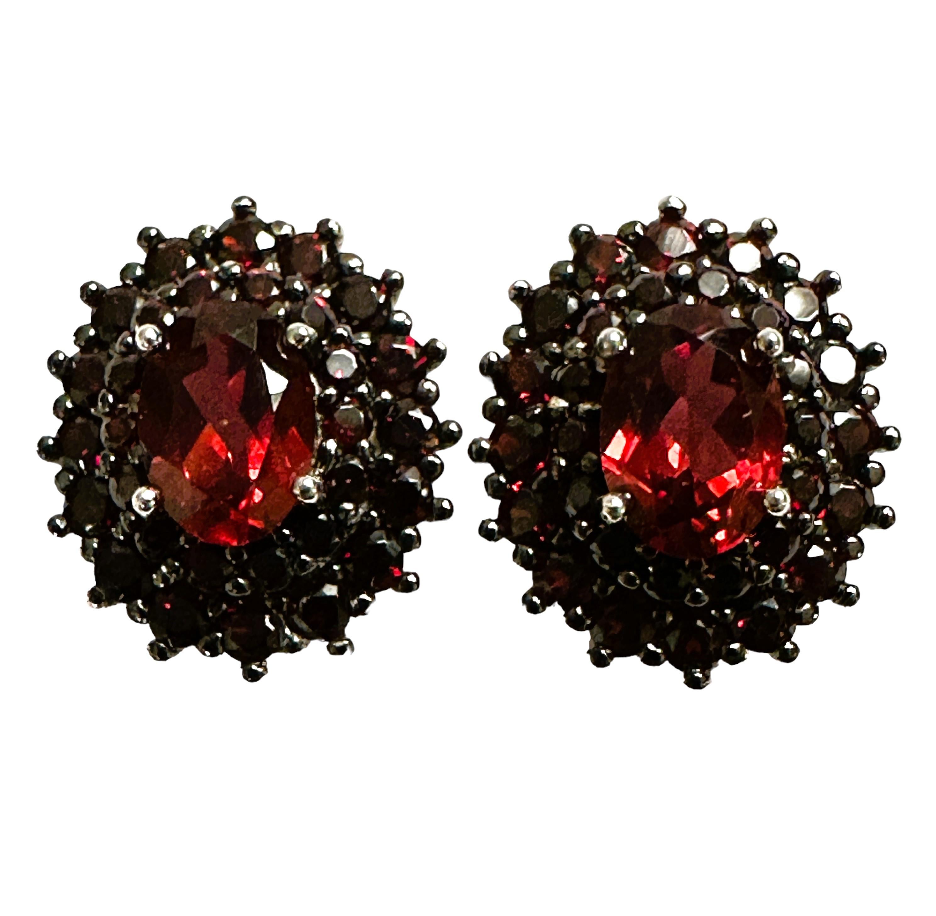 Oval Cut New African .76 Carat Mozambique Red Garnet Sterling Earrings