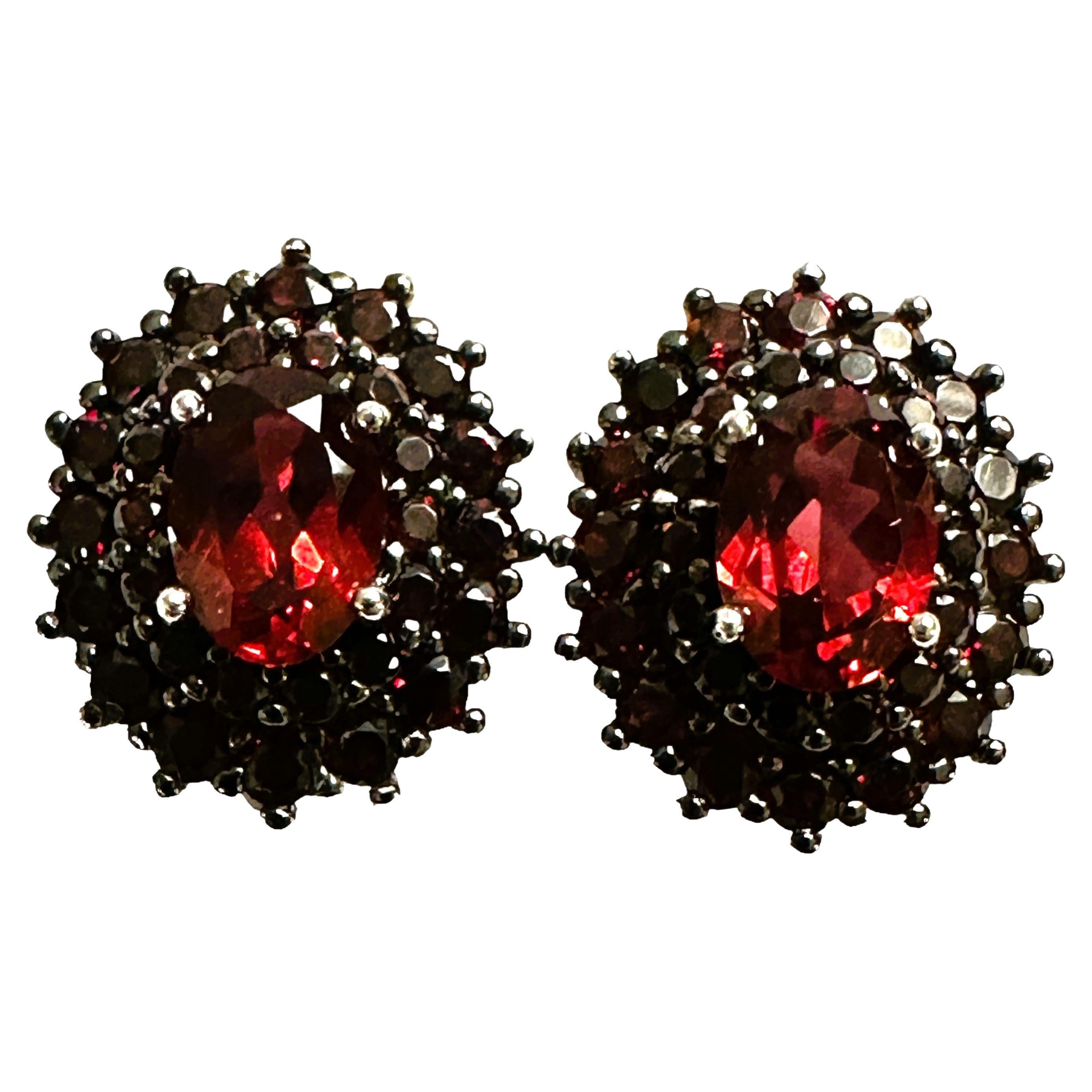 New African .76 Carat Mozambique Red Garnet Sterling Earrings For Sale