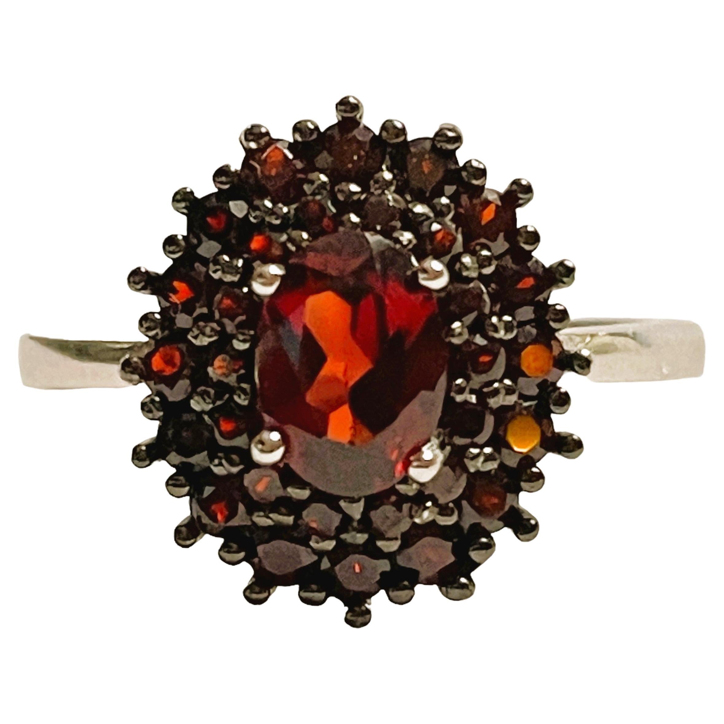 New African .76 Carat Mozambique Red Garnet Sterling Ring in vendita