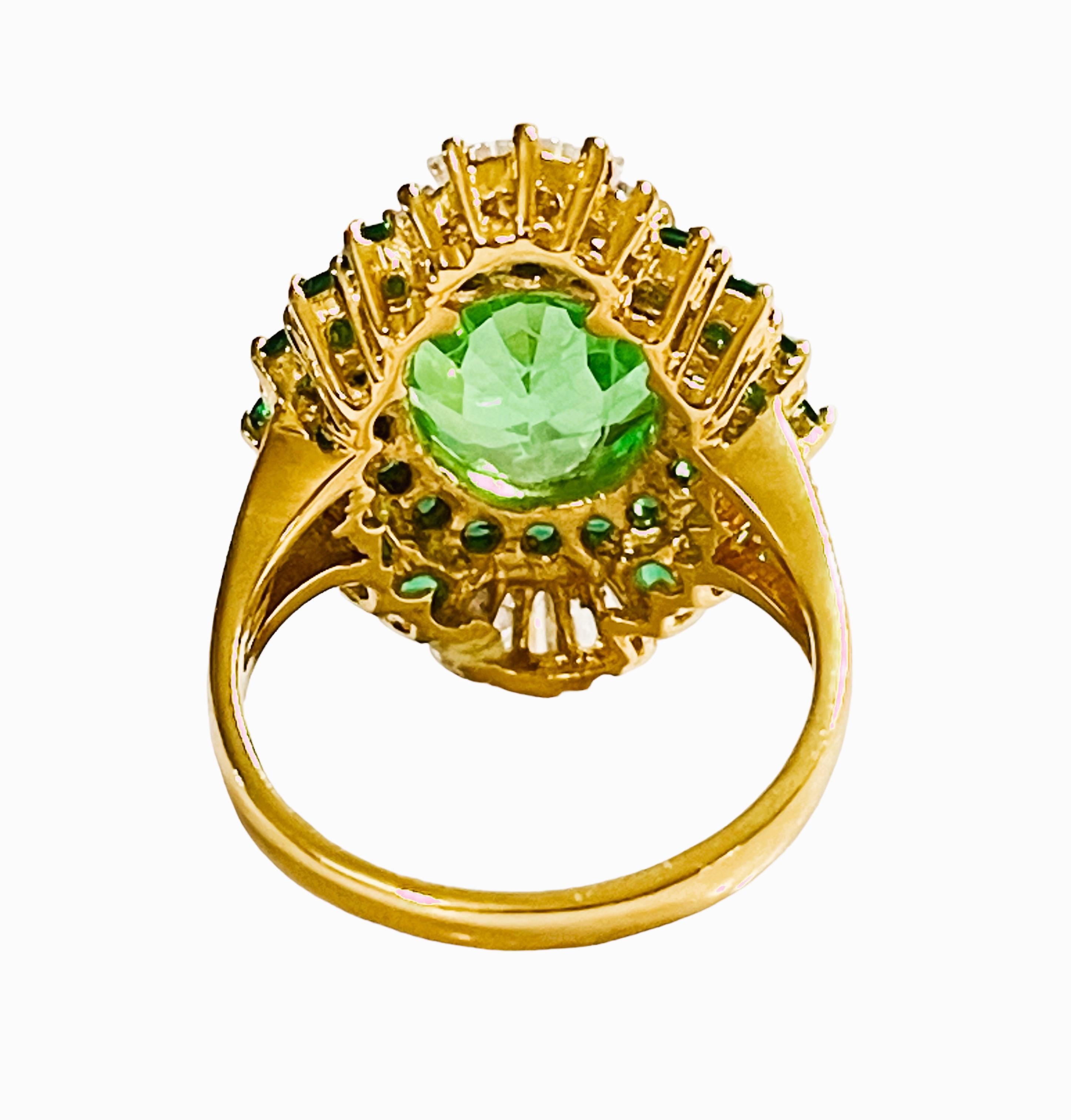 New African 7.9 Ct Smaragd Grün Granat Saphir & Tsavorit YGold Sterling Ring (Ovalschliff)