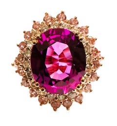 New African 8.0 Ct Blue Purple & Pink Sapphire RGold Plated Sterling Ring