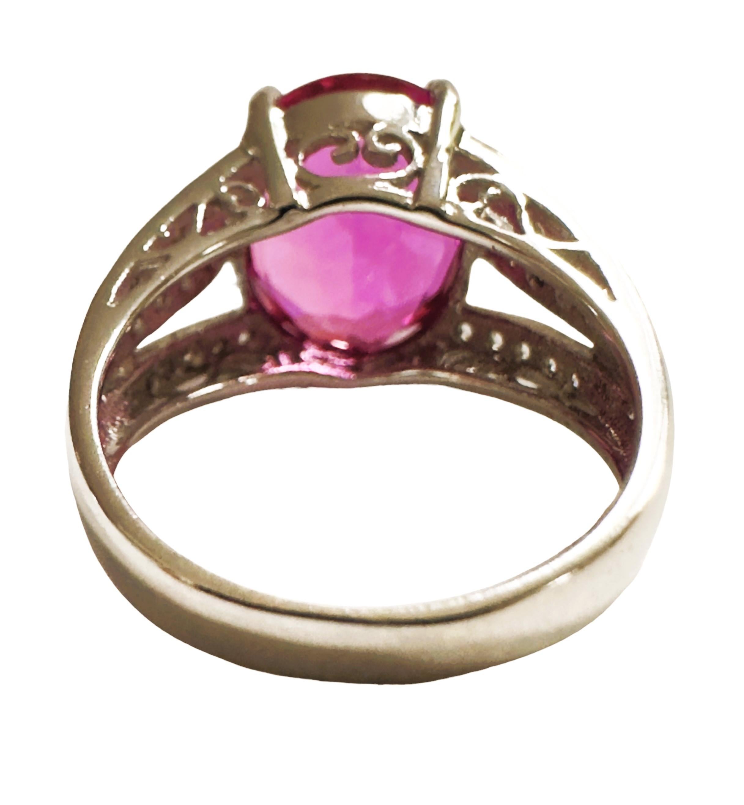 Oval Cut New African 8.0 Ct Pink Sapphire Sterling Ring Size 6 For Sale