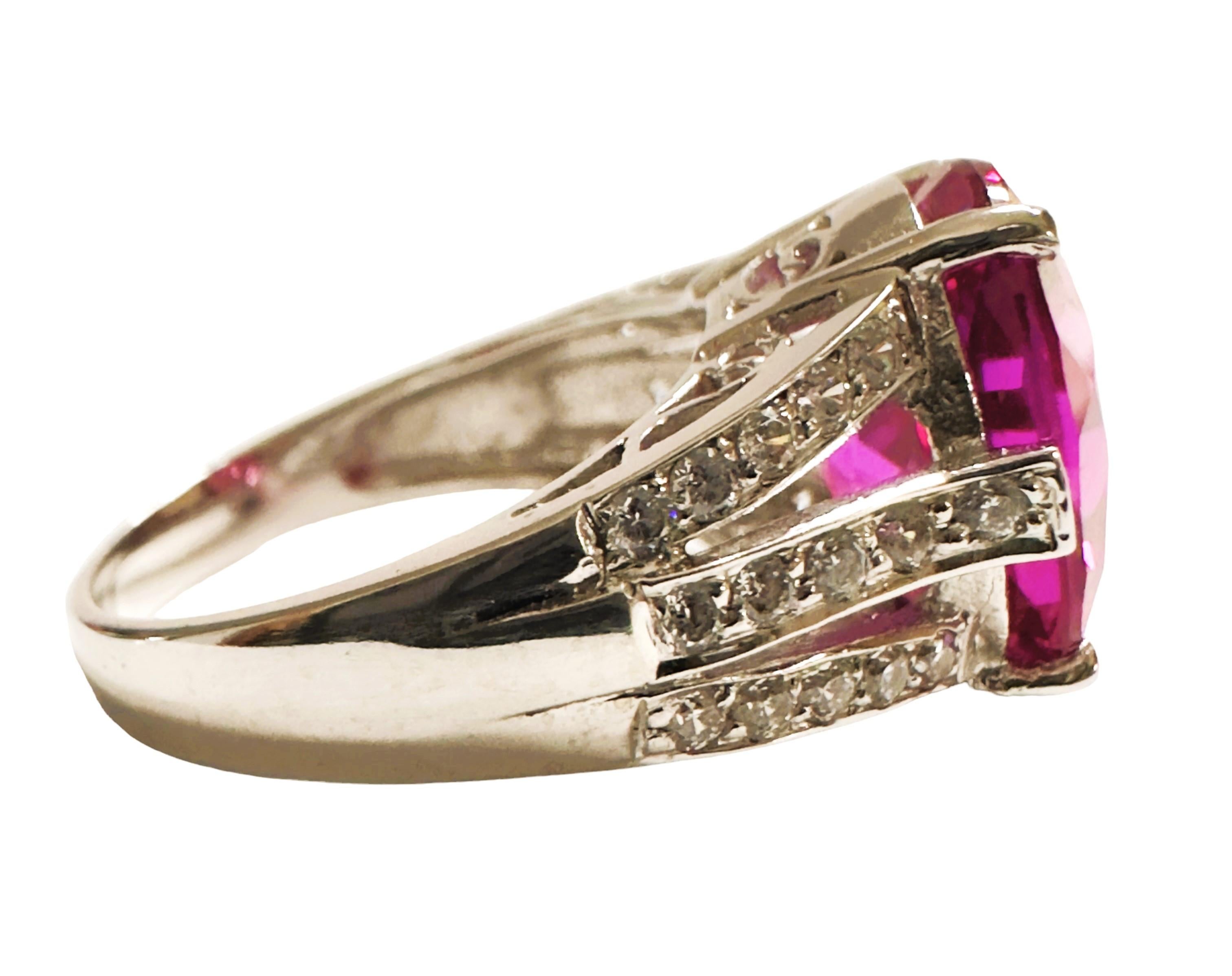 New African 8.0 Ct Pink Sapphire Sterling Ring Size 6 In New Condition For Sale In Eagan, MN
