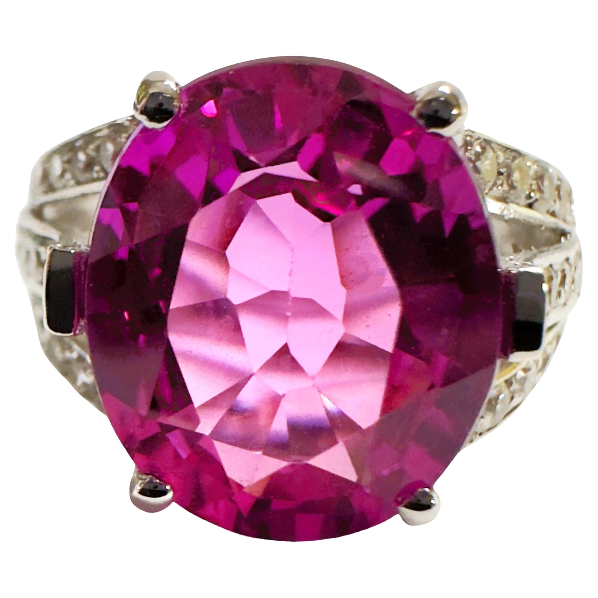 New African 8.0 Ct Pink Sapphire Sterling Ring Size 6 For Sale