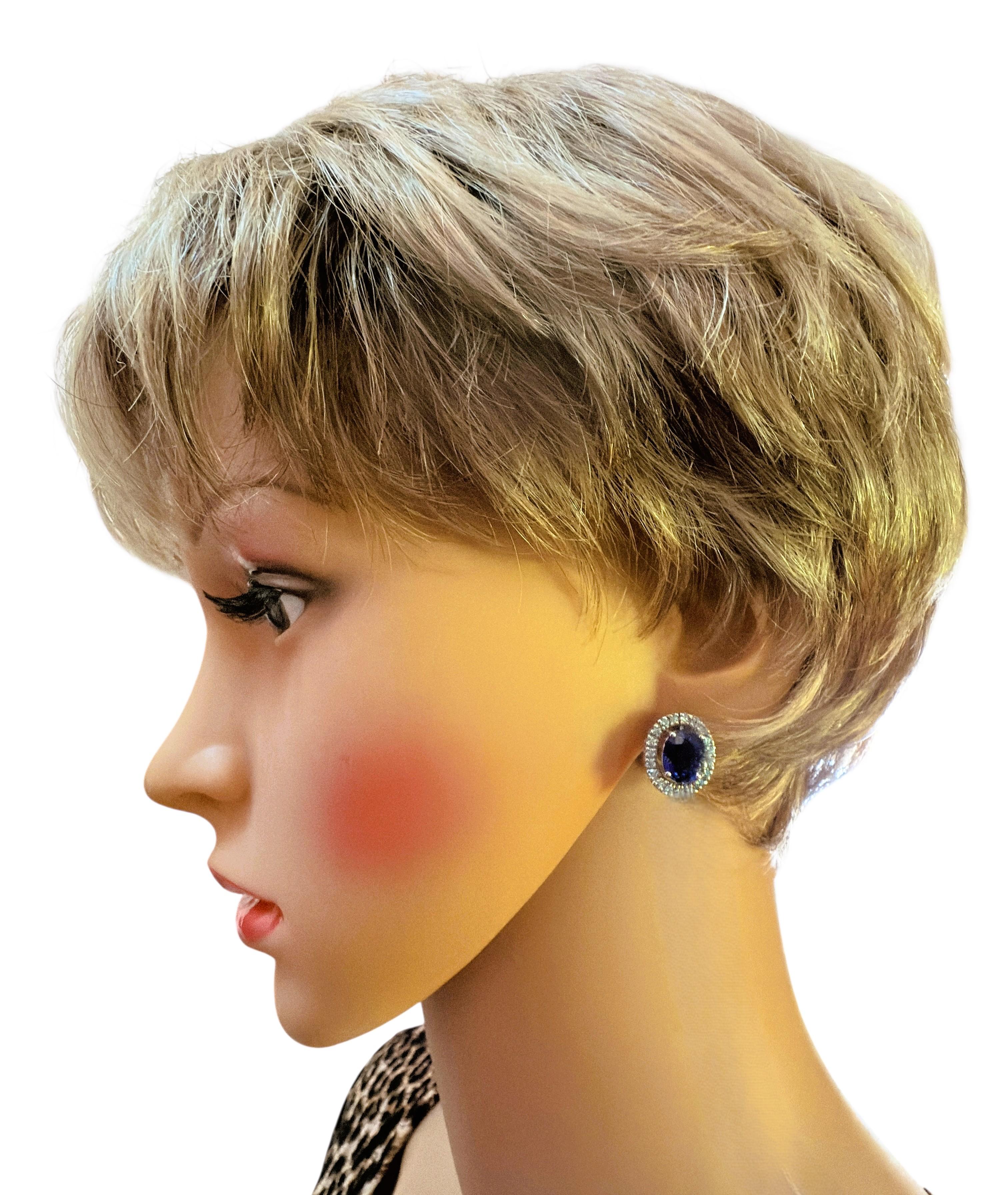 Art Deco New African 8.4 Carat Royal Blue Sapphire & Diamond Cut Aqua Earrings For Sale