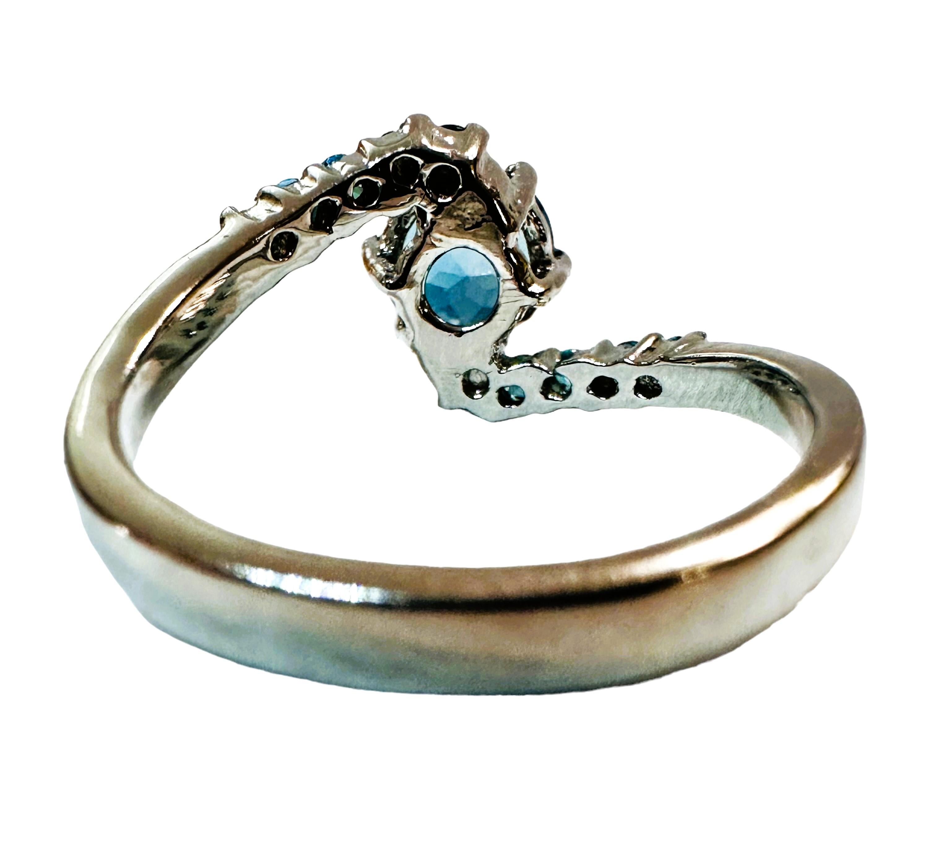 Neuer afrikanischer Sterling-Ring,85 Karat Londoner Blauer Topas & blauer Saphir Damen