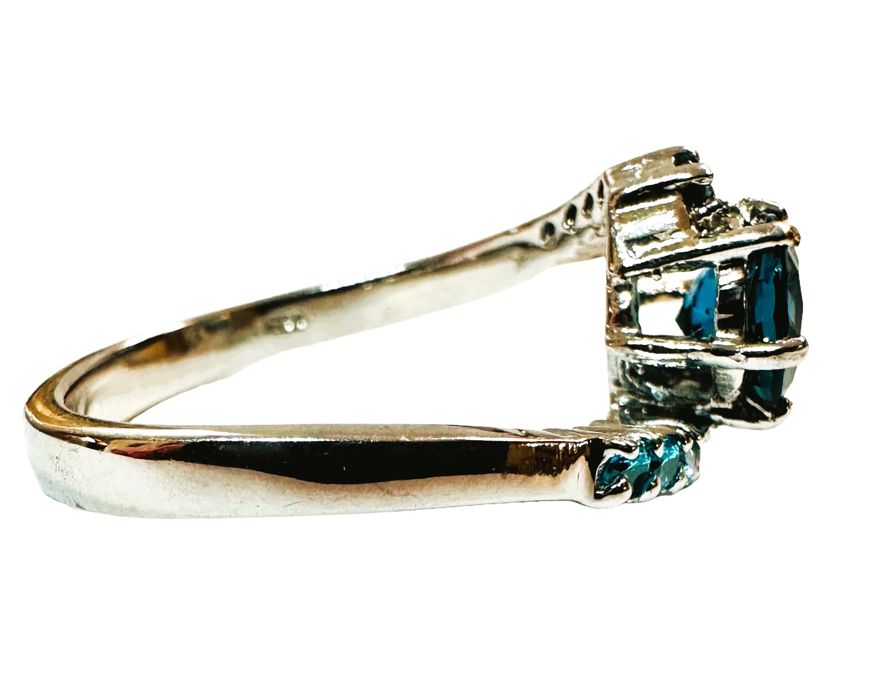 Neuer afrikanischer Sterling-Ring,85 Karat Londoner Blauer Topas & blauer Saphir 1