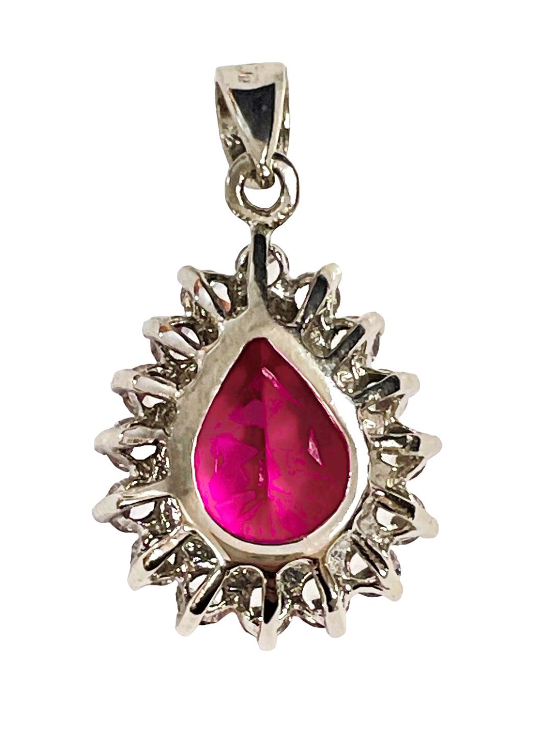 New African 8.7 Carat Raspberry Topaz and White Sapphire Sterling Pendant For Sale 1