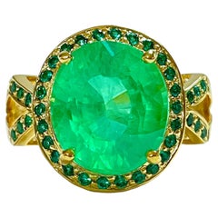 New African 8.70 Carat Emerald Green Garnet Sapphire 
Tsavorite Sterling Ring
