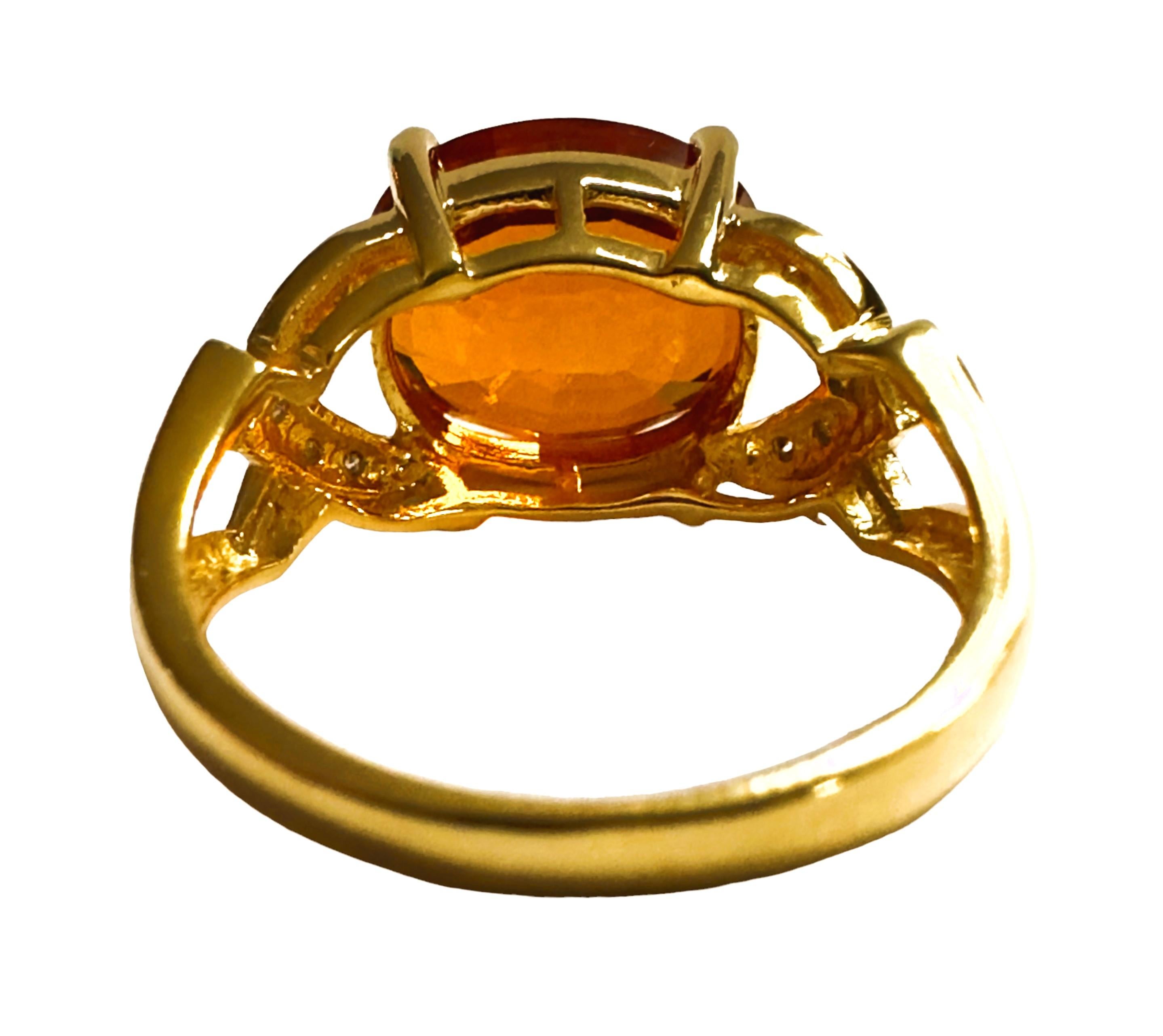 Oval Cut New African 9.10 ct IF Yellow Golden Sapphire Yellow Gold Plated Sterling Ring For Sale