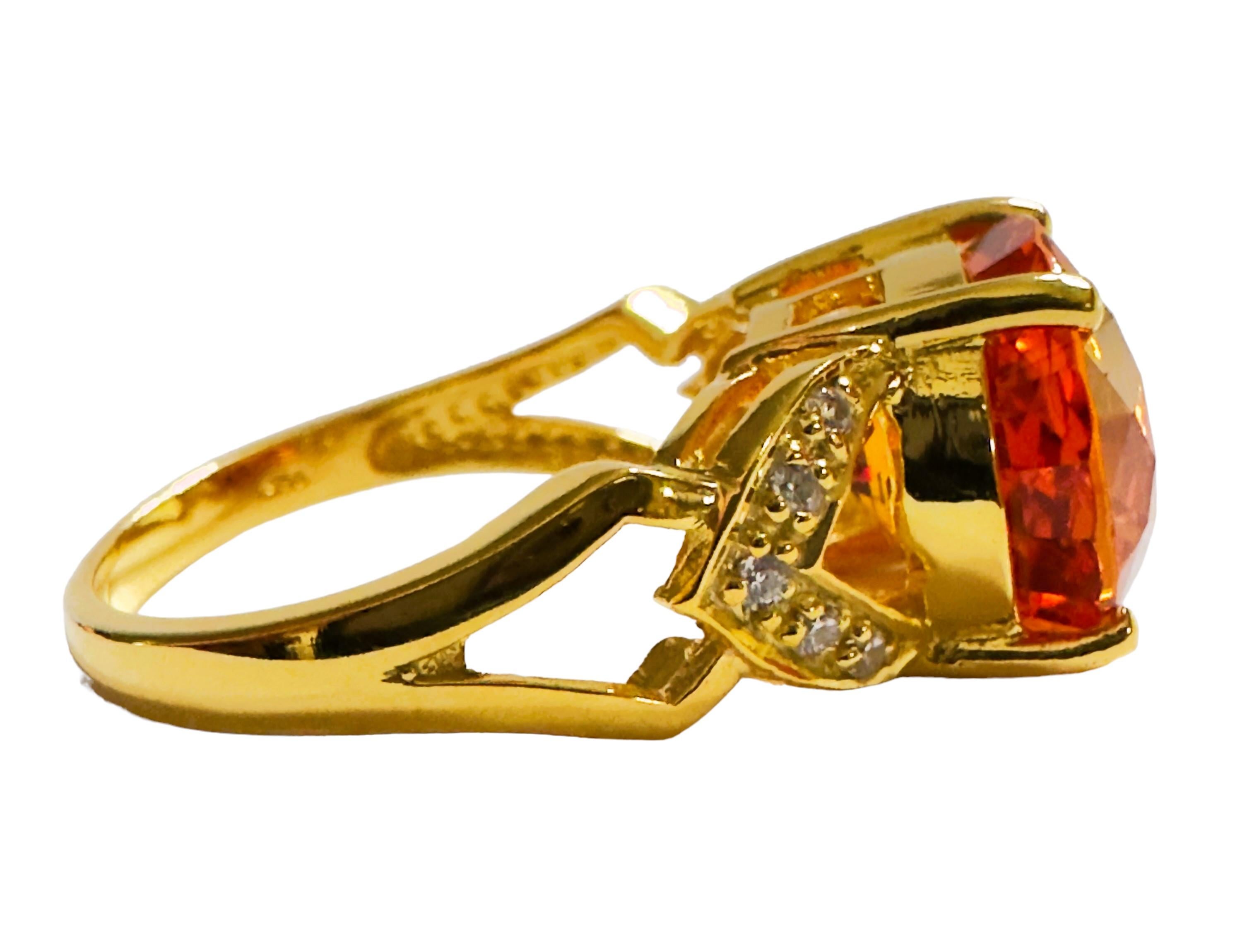 New African 9.10 ct IF Yellow Golden Sapphire Yellow Gold Plated Sterling Ring In New Condition For Sale In Eagan, MN