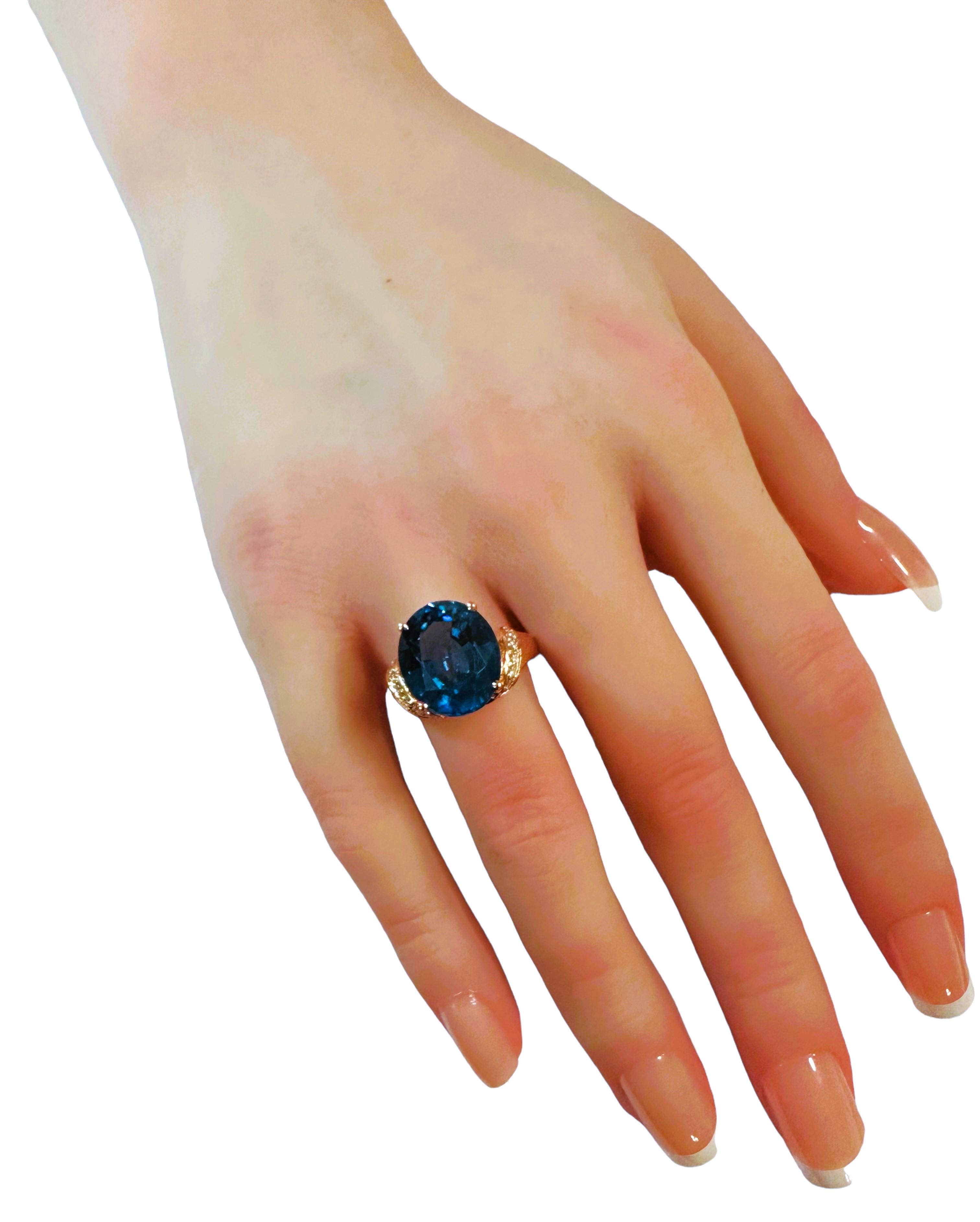 Women's New African 9.3 Ct London Blue Topaz & White Sapphire RGold Plated Sterling Ring