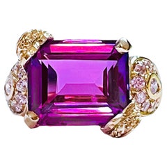 New African 9.5 Ct Blue Purple 
White Sapphire RGold Plated Sterling Ring