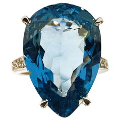 New African 9.50 Ct Swiss Blue Topaz 
White Sapphire Sterling Ring