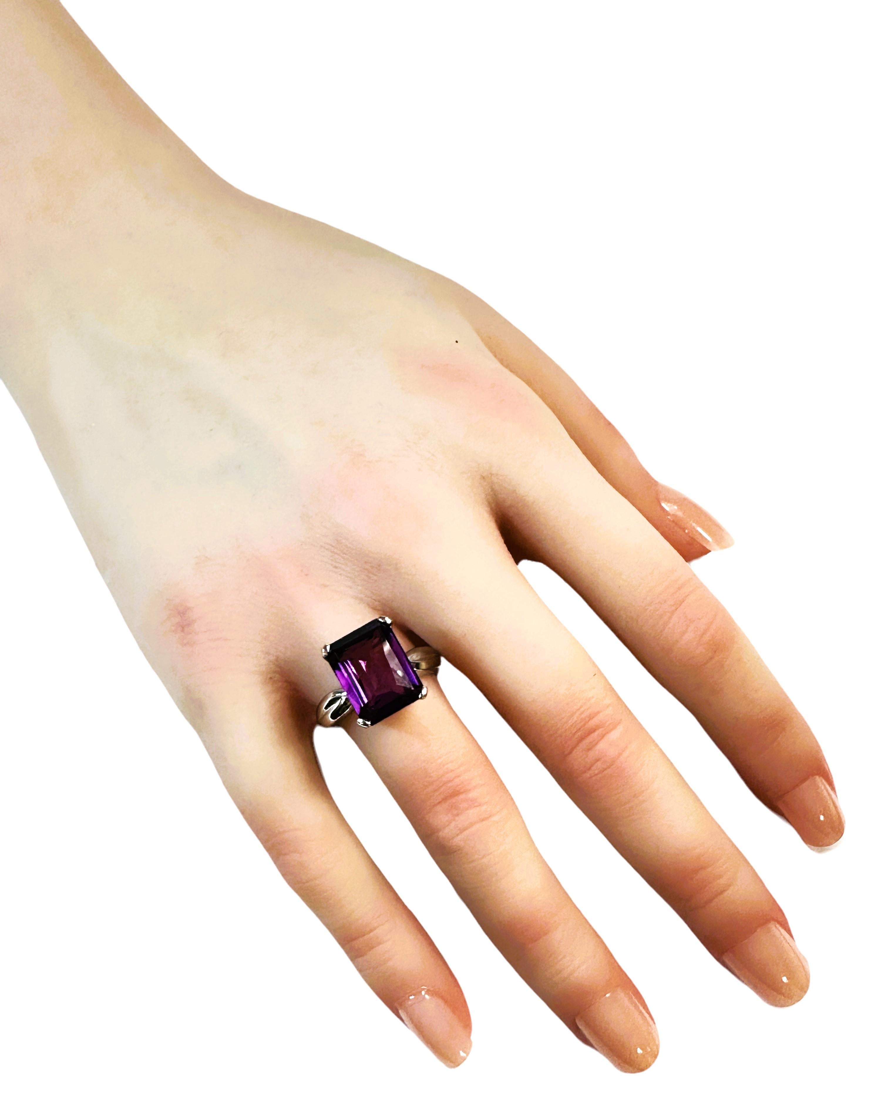 New African 9.60 Ct Blue Purple Sapphire Sterling Ring Size 6.5 For Sale 1