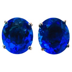 New African 9.70 Ct Neon Blue Topaz Handmade Sterling Earrings - Post