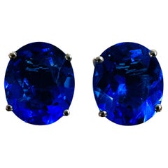 New African 9.70 Ct Neon Blue Topaz Post Sterling Earrings