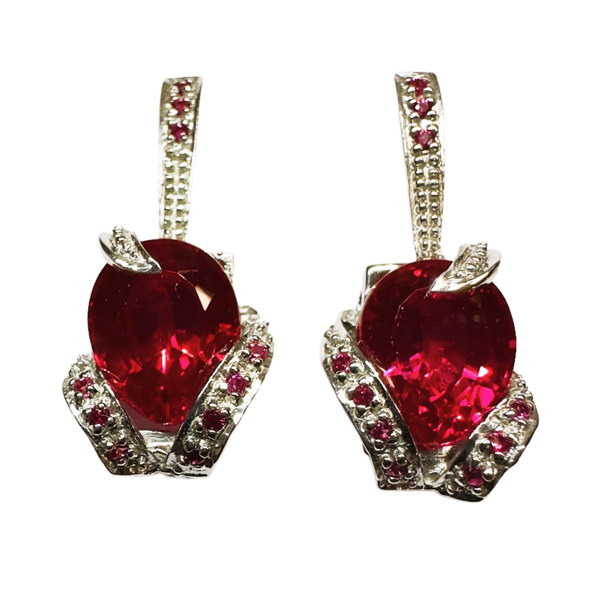 Oval Cut New African 9.70 Ct Pinkish Red Sapphire Sterling Earrings For Sale