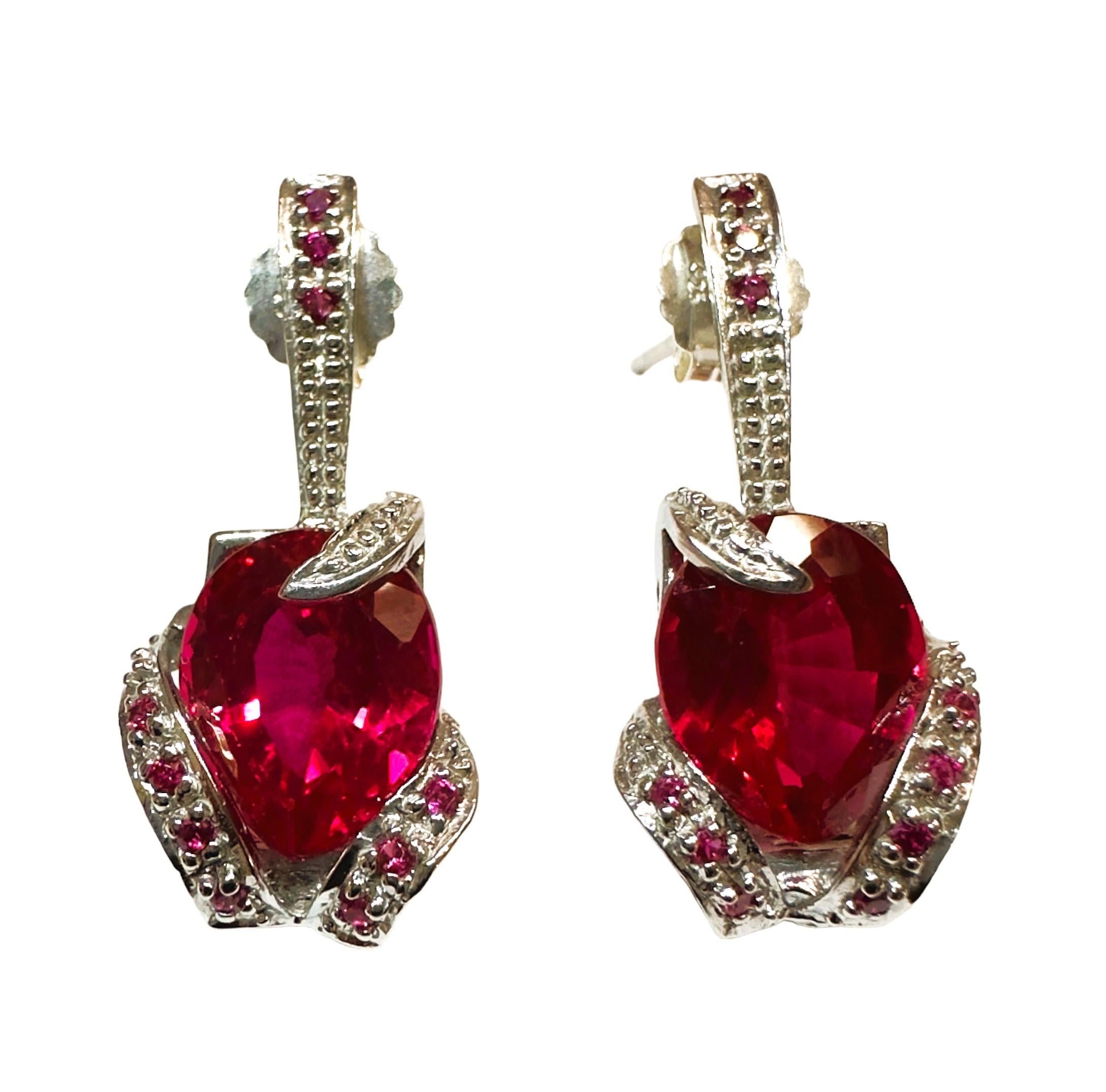 Women's New African 9.70 Ct Pinkish Red Sapphire Sterling Earrings