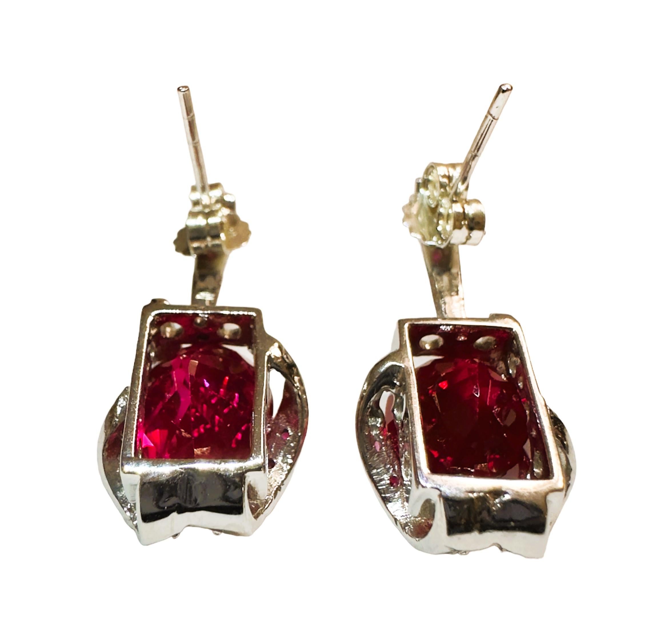 New African 9.70 Ct Pinkish Red Sapphire Sterling Earrings 1