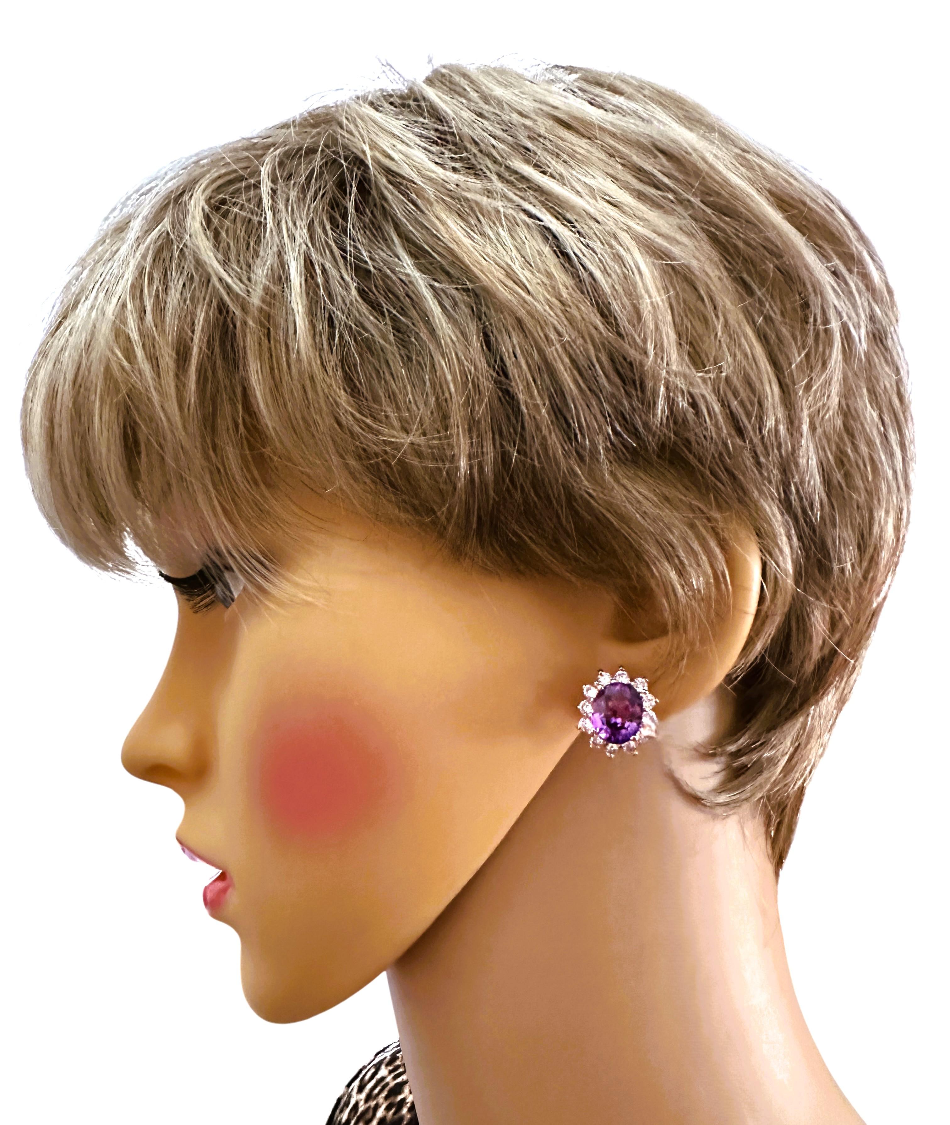 Art Deco New African 9.80 ct Pinkish Red Tourmaline & Sapp YGold Plated Sterling Earrings