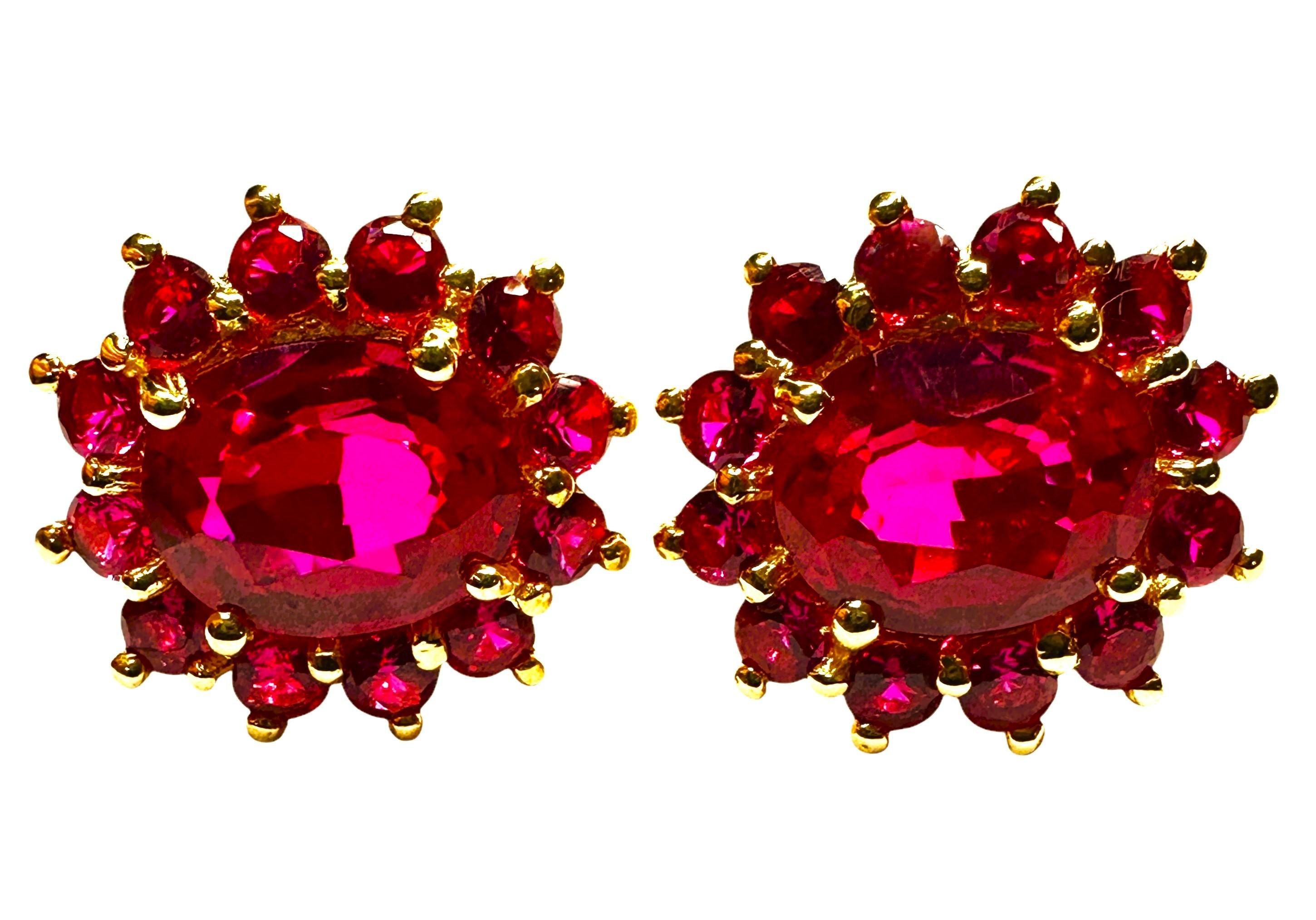 New African 9.80 ct Pinkish Red Tourmaline & Sapp YGold Plated Sterling Earrings In New Condition In Eagan, MN