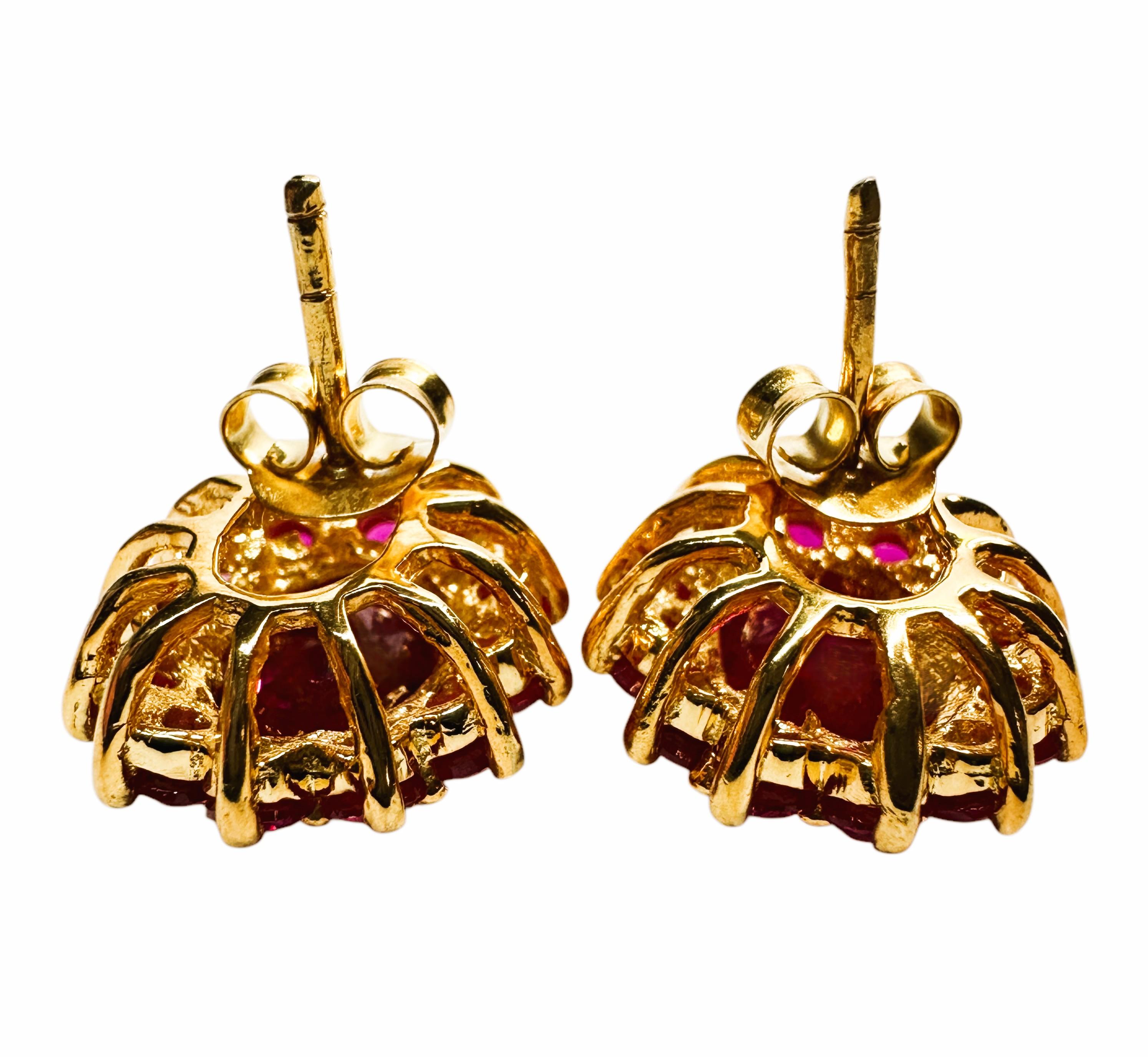 Women's New African 9.80 ct Pinkish Red Tourmaline & Sapp YGold Plated Sterling Earrings