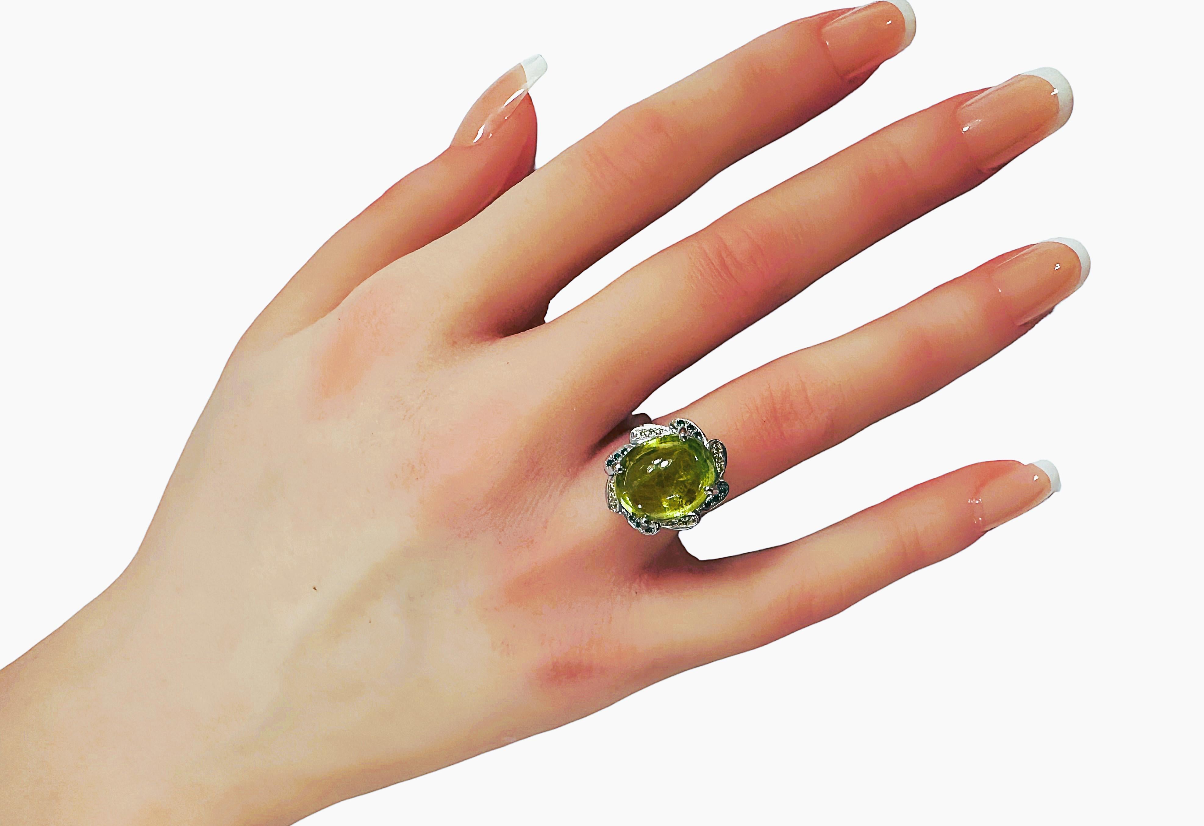 New African 9,9 ct Greene & Greene & Greene e zaffiro placcato oro Anello in argento In condizioni Nuovo a Eagan, MN
