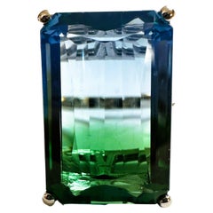 New African Bi-Color 18.0 Ct Tourmaline Sterling Ring Size 6.25