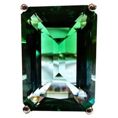 New African Bi-Color 20.10 Ct Tourmaline Sterling Ring Size 6