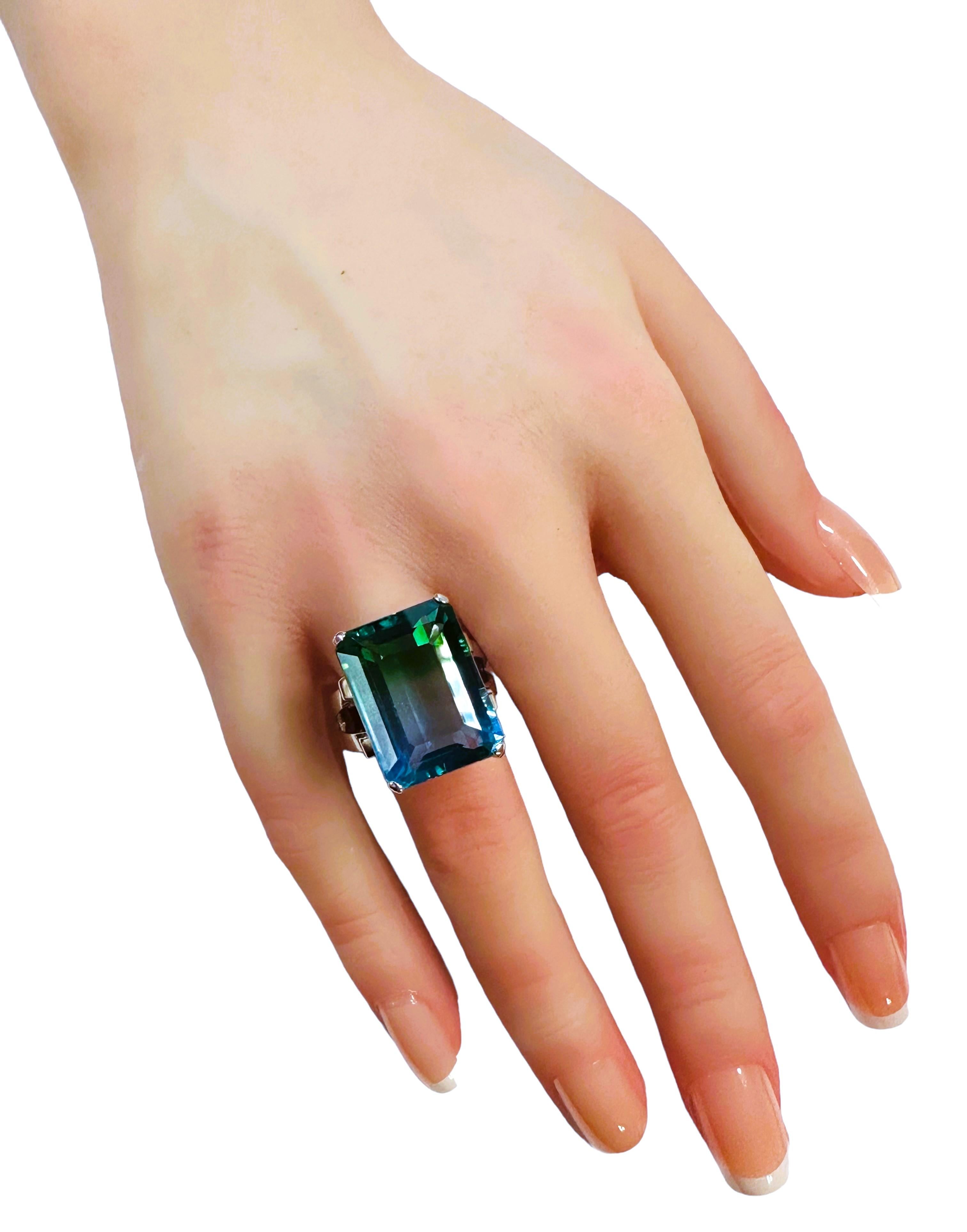 Neue afrikanische Bi-Color 22,0 Karat Turmalin Sterling Ring Größe 7,25 im Zustand „Neu“ in Eagan, MN