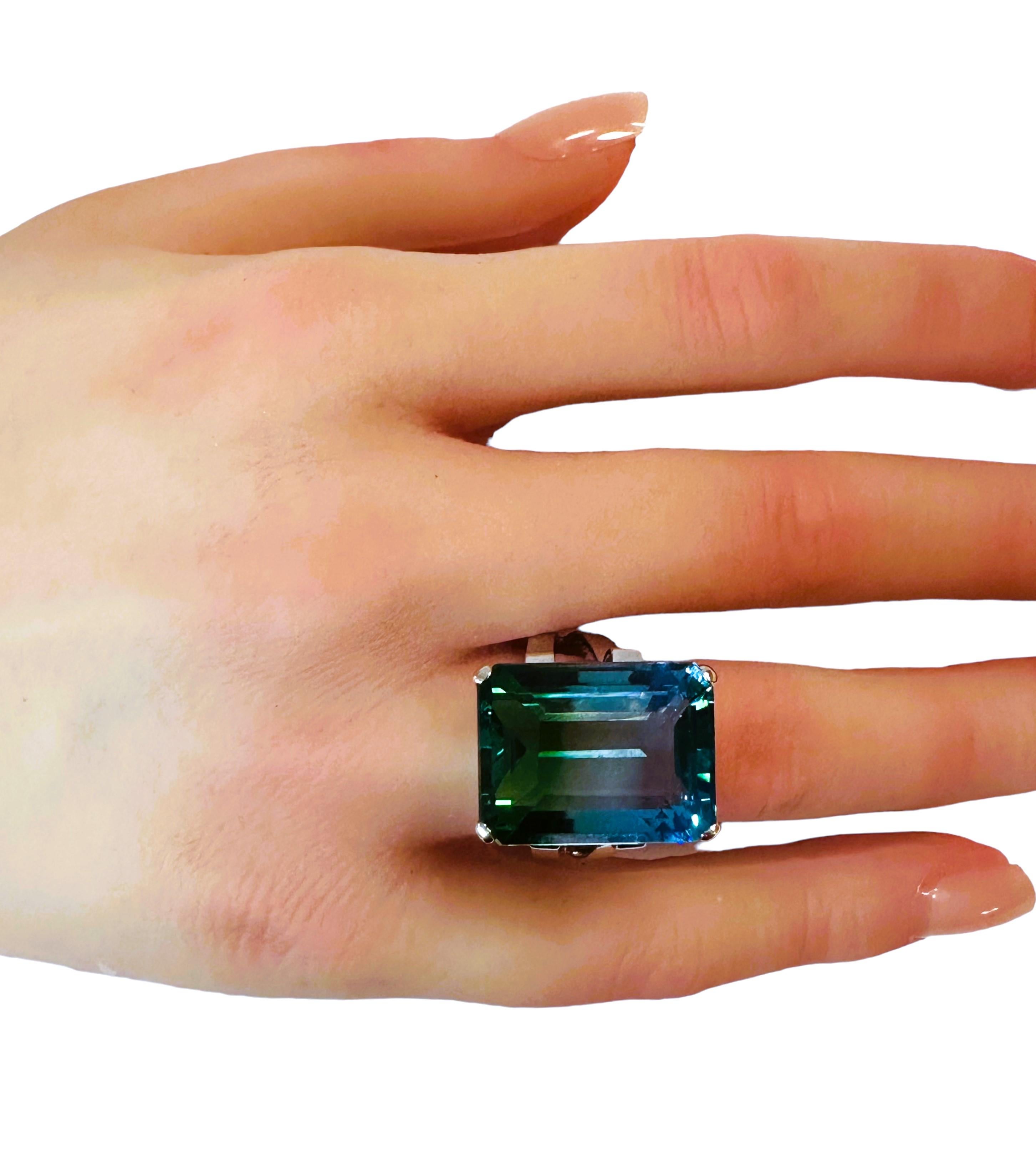 Neue afrikanische Bi-Color 22,0 Karat Turmalin Sterling Ring Größe 7,25 Damen