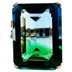 Neue afrikanische Bi-Color 22,0 Karat Turmalin Sterling Ring Größe 7,25