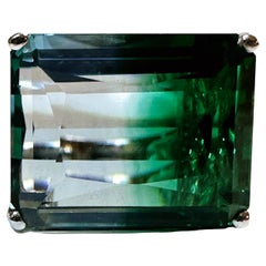 New African Bi-Color 22.40 Ct Tourmaline & Orange Sapphire Sterling Ring Size 6