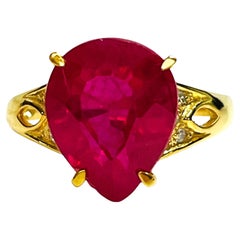 New African Blood Red Ruby 6.90 Ct Gold Plated Sterling Ring