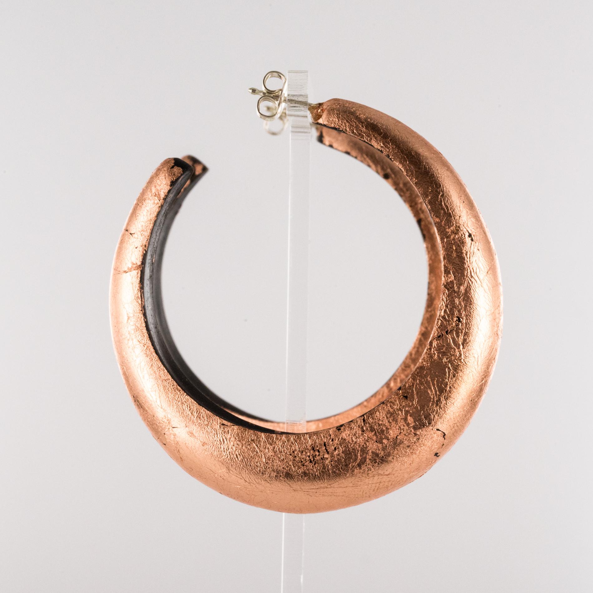 African Ebony Copper Hoops Earrings Damen