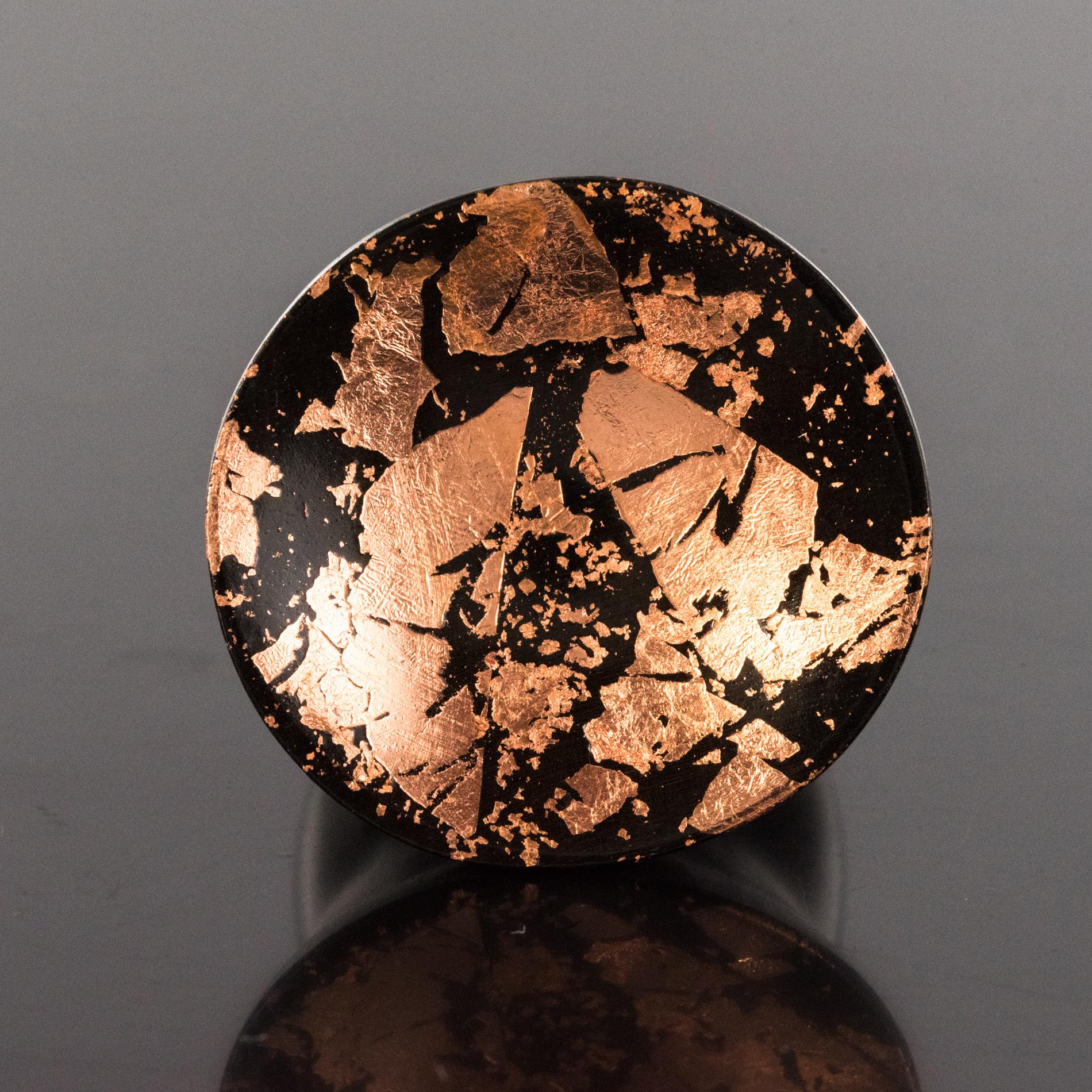 African Ebony Copper Leaf Round Ring 4