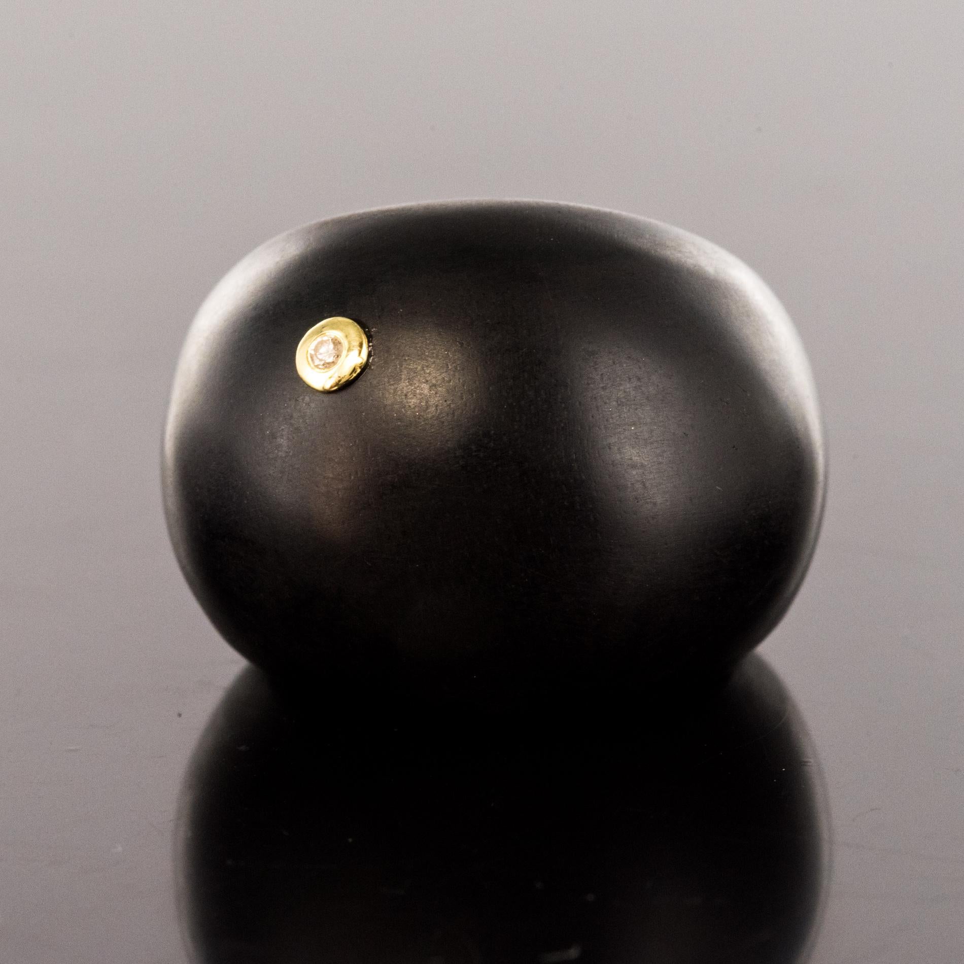 Contemporary African Ebony Diamond Ball Ring