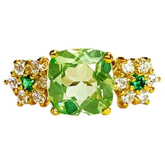 New African Green Lemon 2.5 Ct Peridot Yellow Gold Plated Sterling Ring