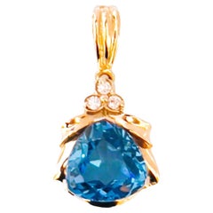 New African IF 10.1 Ct Swiss Topaz & Sapphire RGold Plated Sterling Pendant