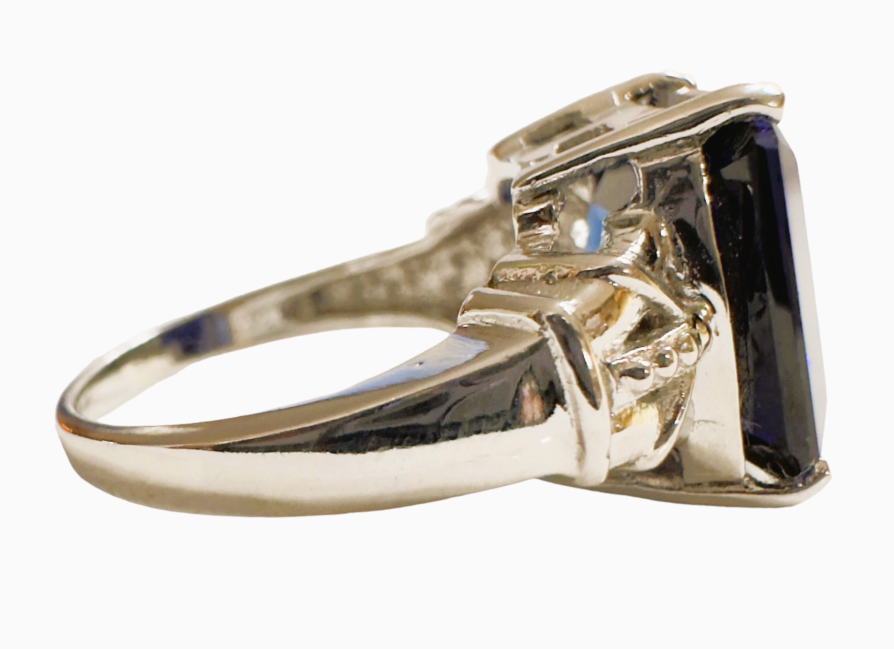 New African IF 10.20 Ct Deep Blue Sapphire Sterling Ring Size 6.25 In New Condition In Eagan, MN