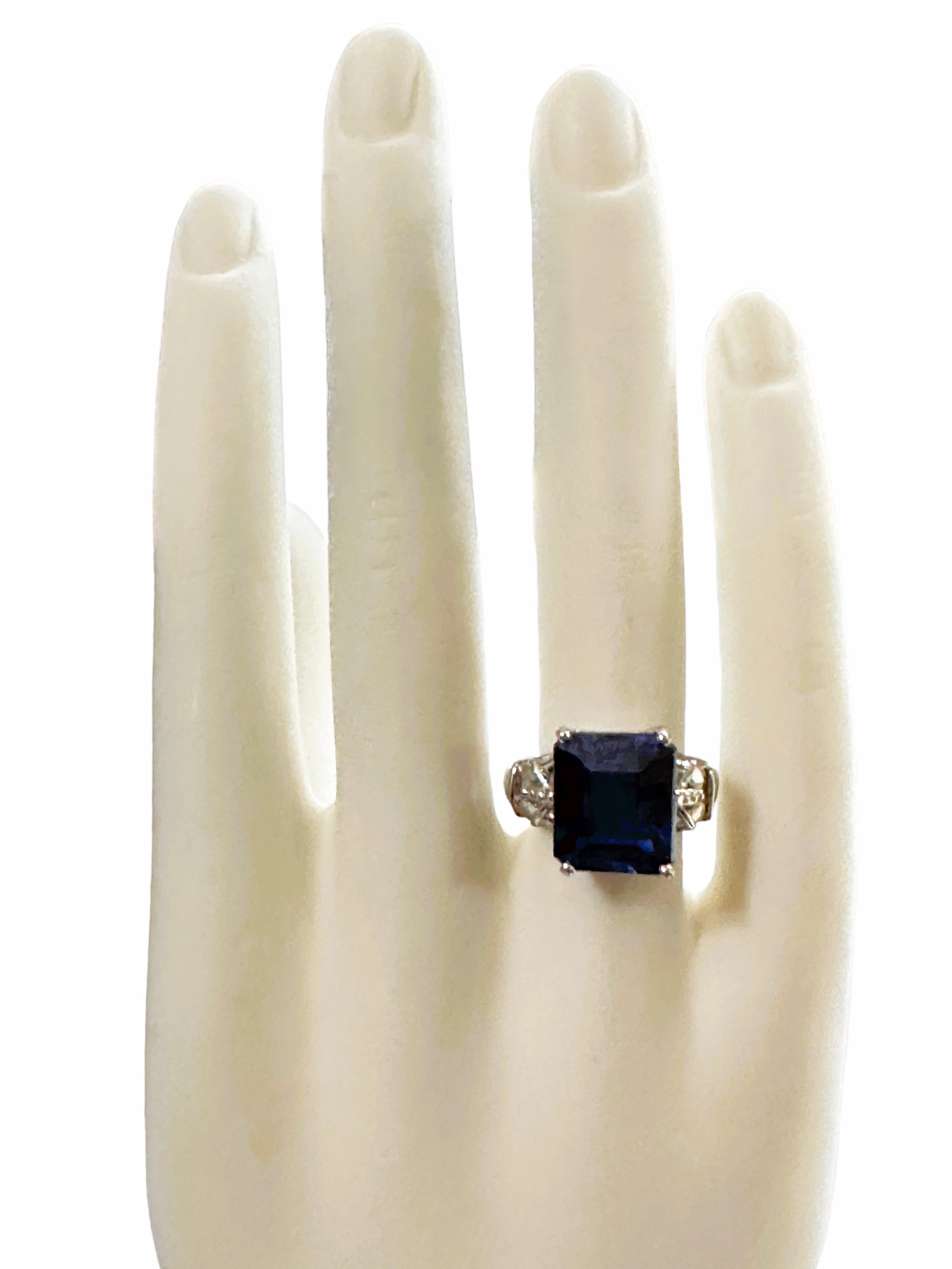 New African IF 10.20 Ct Deep Blue Sapphire Sterling Ring Size 6.25 1