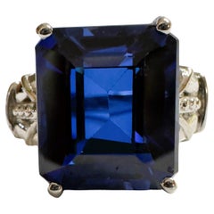 New African IF 10.20 Ct Deep Blue Sapphire Sterling Ring Size 6.25