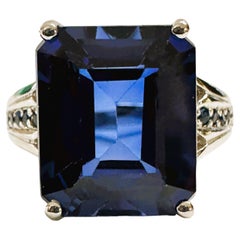 New African IF 10.3Ct Deep Blue Sapphire Sterling Ring 