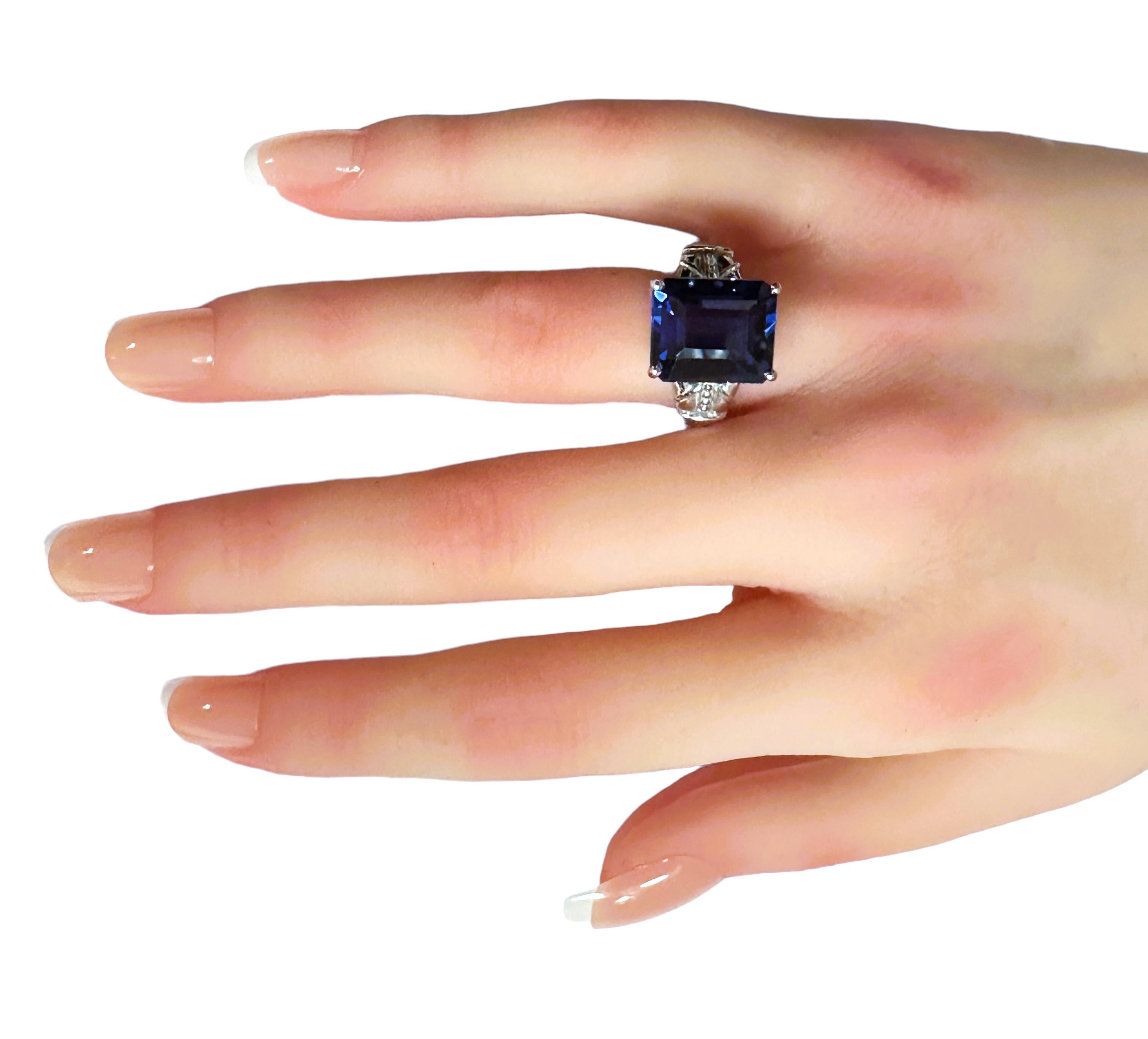 New African IF 10.7 Ct Deep Blue Sapphire Sterling Ring  1