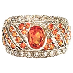 New African IF 1.2 Carat Orange & White Sapphire Sterling Ring