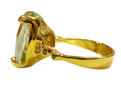 New African IF 12 Ct Platinum Green Amethyst & Sapphire YGold Sterling Ring