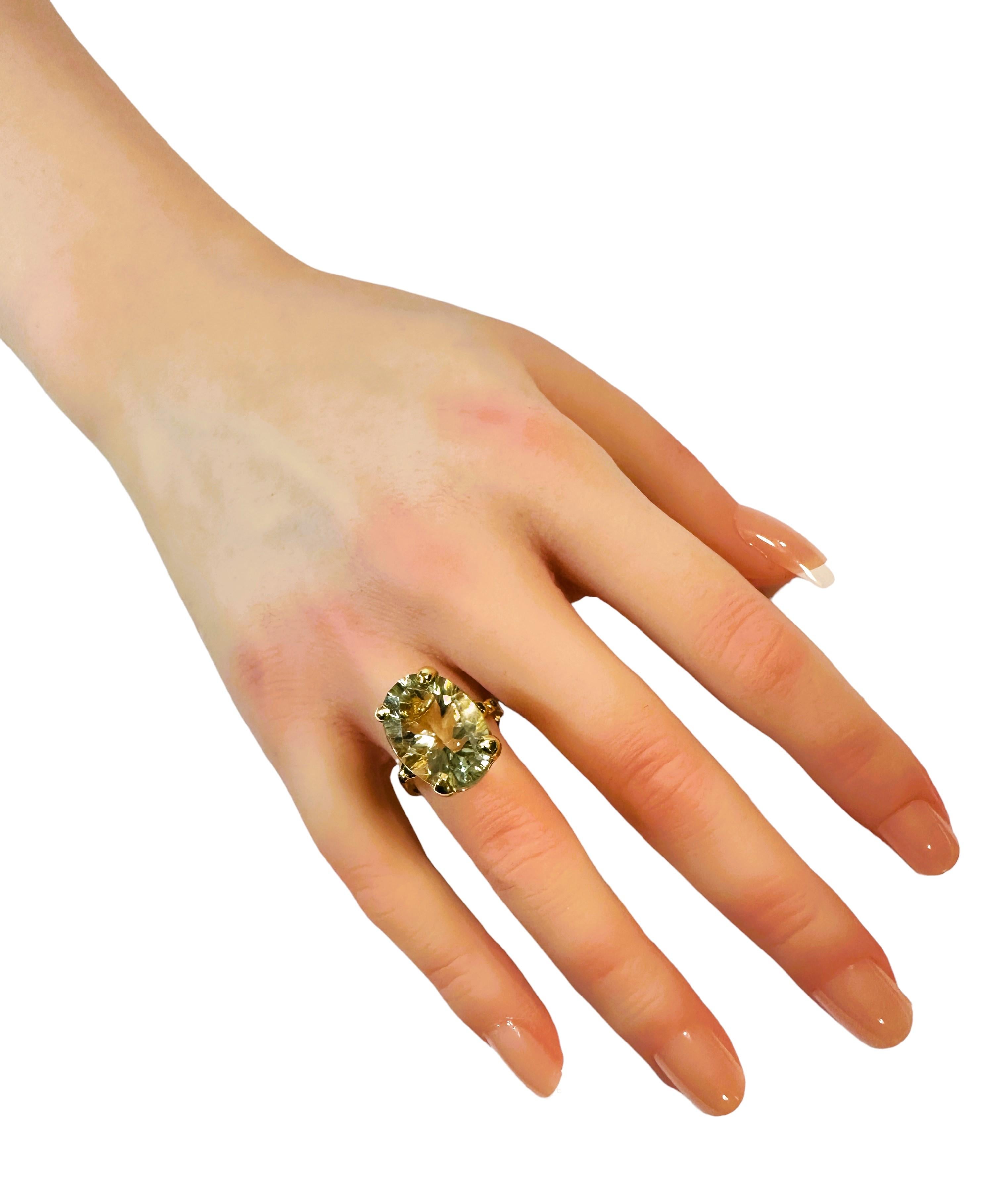 New African IF 12 Ct Platinum Green Amethyst & Sapphire YGold Sterling Ring  In New Condition In Eagan, MN