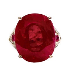 New African IF 12.5 Ct Intense Red Sapphire Sterling Ring Size 6.5