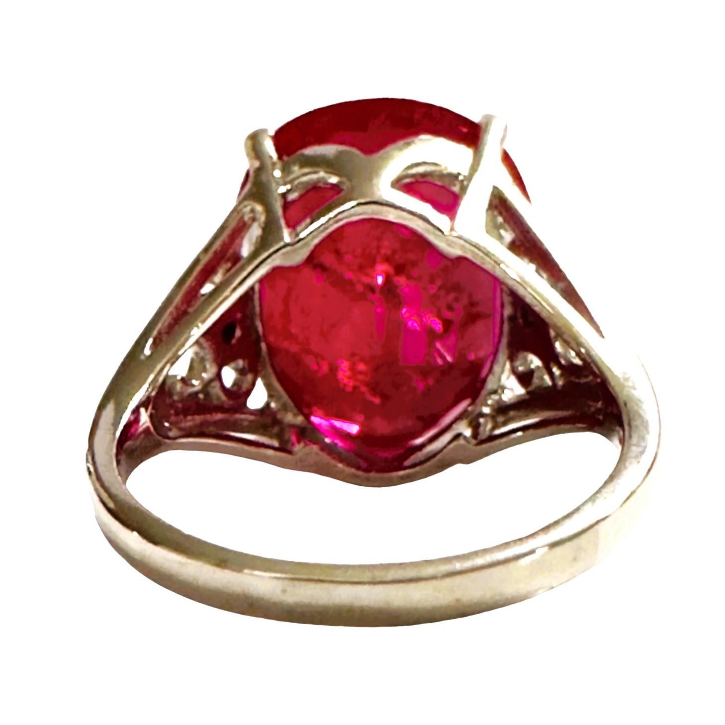 Oval Cut New African IF 12.5 Ct Intense Red Sapphire Sterling Ring Size 6.5